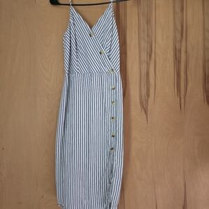 Striped Halter Dress with Gold Buttons